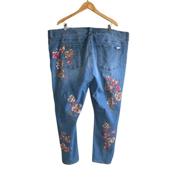 Melissa McCarthy Seven7 Jeans Women 26W Floral Embroidered Distressed Stretch - Picture 4 of 9